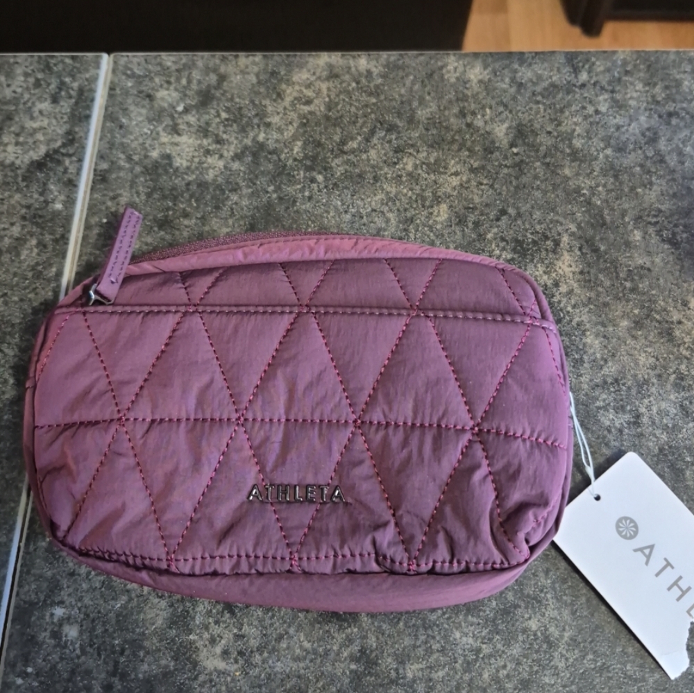 Athleta Burgundy All About Quilted Belt Bag NWT